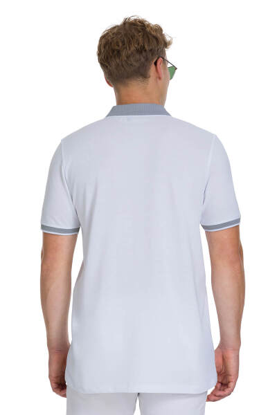Beyaz Regular Fit 100% Pamuklu Polo Yaka Tişört - 3