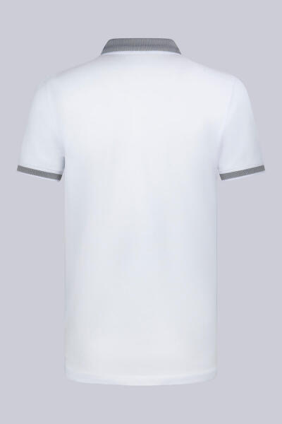 Beyaz Regular Fit 100% Pamuklu Polo Yaka Tişört - 5