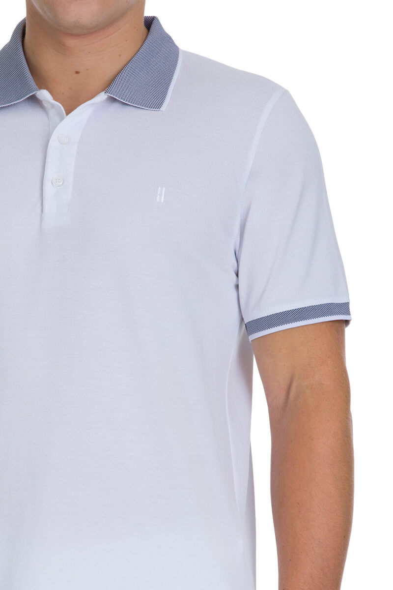 Beyaz Regular Fit 100% Pamuklu Polo Yaka Tişört - HATEMOĞLU (1)