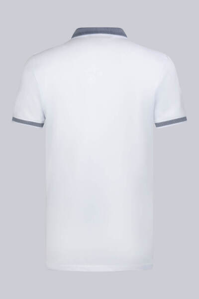 Beyaz Regular Fit 100% Pamuklu Polo Yaka Tişört - 5