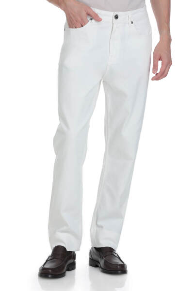 Beyaz Regular Fit 5 Cep 100% Pamuk Kot Pantolon - 6