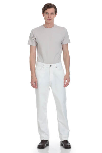 Beyaz Regular Fit 5 Cep 100% Pamuk Kot Pantolon - 2