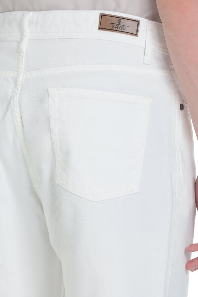 Beyaz Regular Fit 5 Cep 100% Pamuk Kot Pantolon - 5