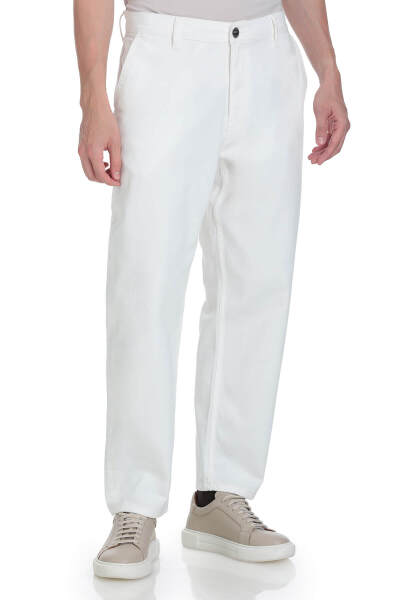 Beyaz Regular Fit 5 Cep 100% Pamuk Kot Pantolon - 6