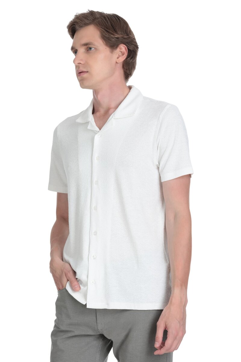 Beyaz Regular Fit Apaş Yaka Gömlek - Saykı (1)