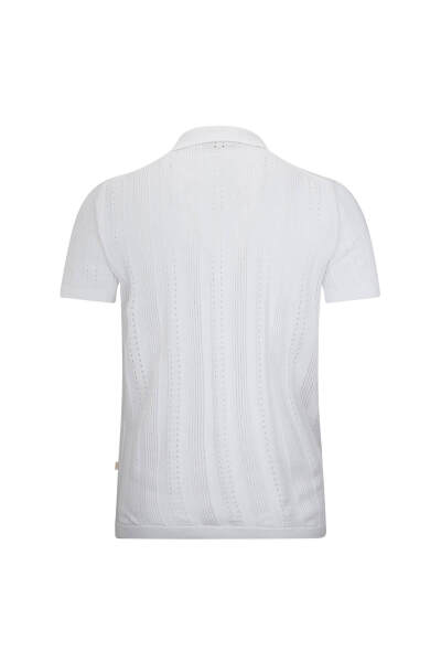 Beyaz Regular Fit Apaş Yaka Gömlek Tişört - 2