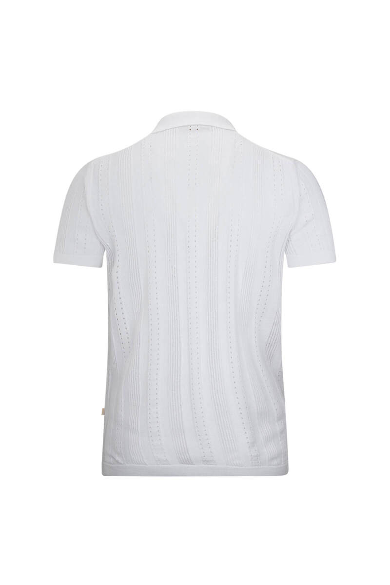 Beyaz Regular Fit Apaş Yaka Gömlek Tişört - Saykı (1)