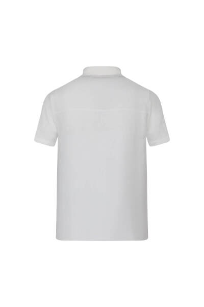 Beyaz Regular Fit Apaş Yaka Keten Gömlek - 3