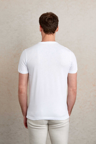 Beyaz Regular Fit Bisiklet Yaka 100% Pamuk Tişört - 7