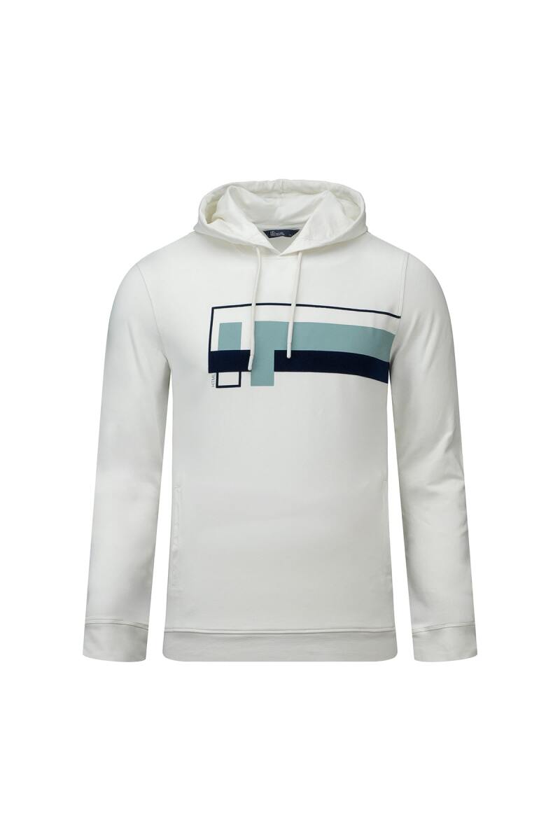 Beyaz Regular Fit Baskılı Kapüşonlu Sweatshirt