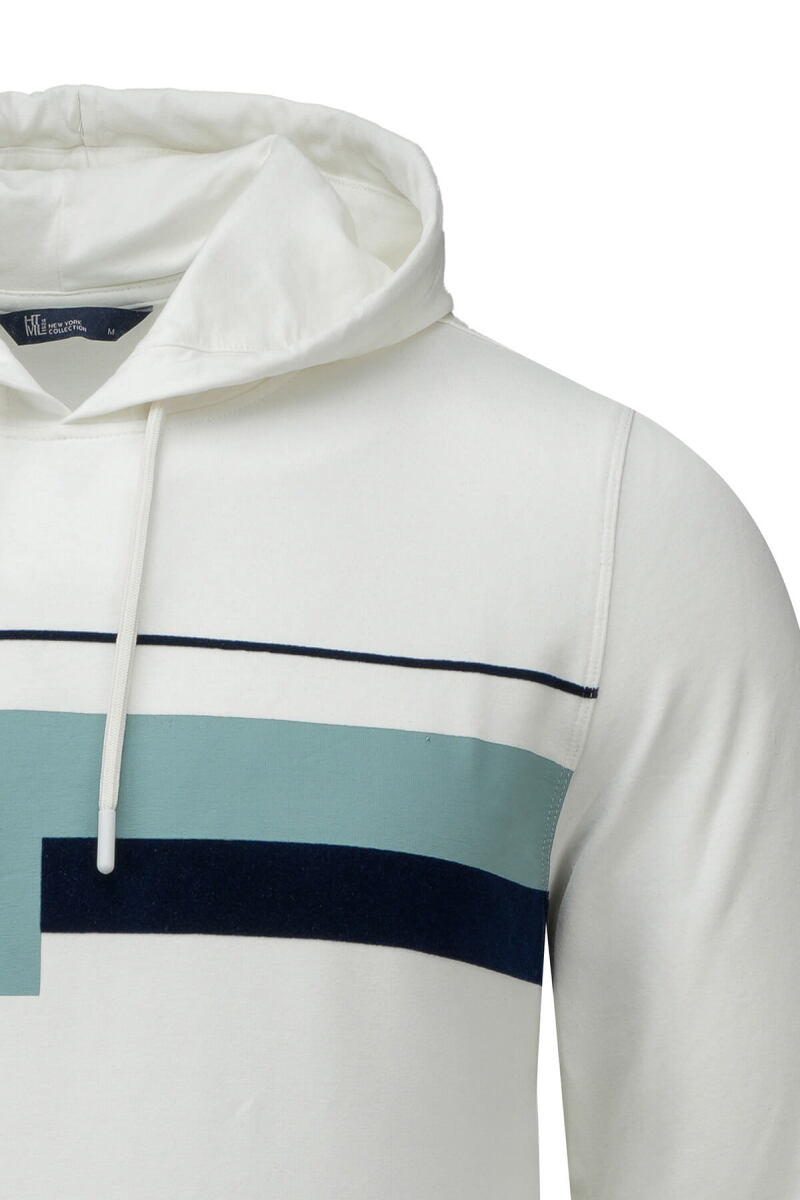 Beyaz Regular Fit Baskılı Kapüşonlu Sweatshirt - HTML (1)
