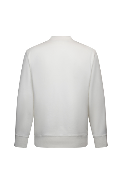 Beyaz Regular Fit Baskılı Pamuklu Bisiklet Yaka Sweatshirt - 2