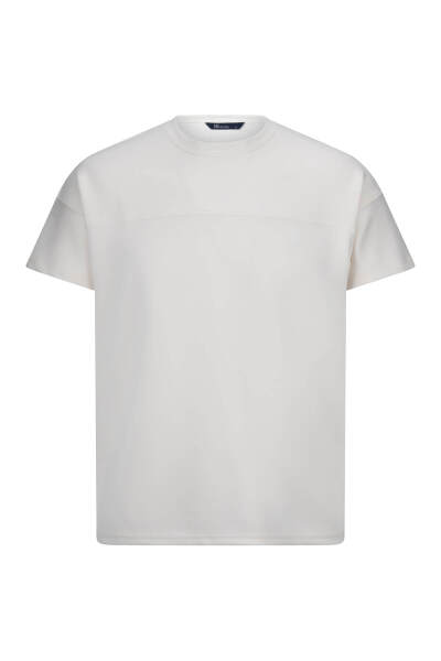 Beyaz Regular Fit Bisiklet Yaka Oversize Tişört 