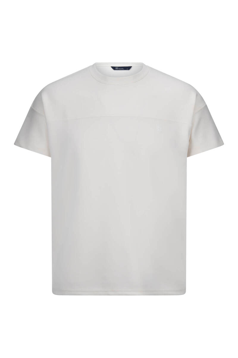 Beyaz Regular Fit Bisiklet Yaka Oversize Tişört - HTML