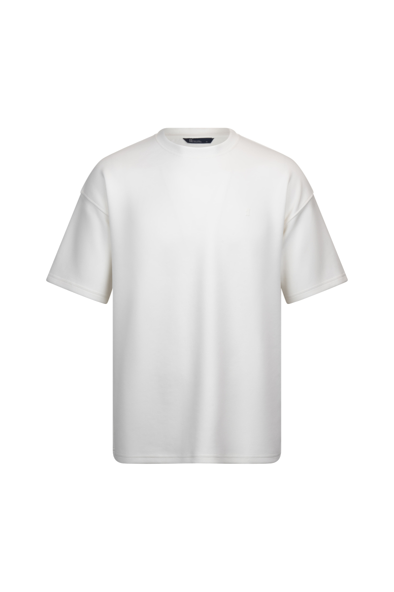 Beyaz Regular Fit Bisiklet Yaka Oversize Tişört