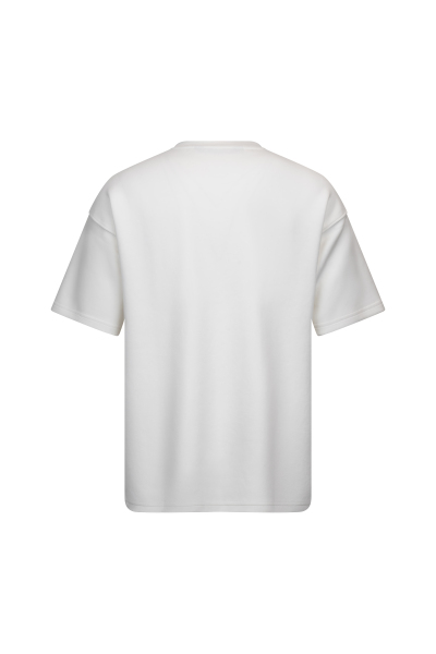 Beyaz Regular Fit Bisiklet Yaka Oversize Tişört - 2