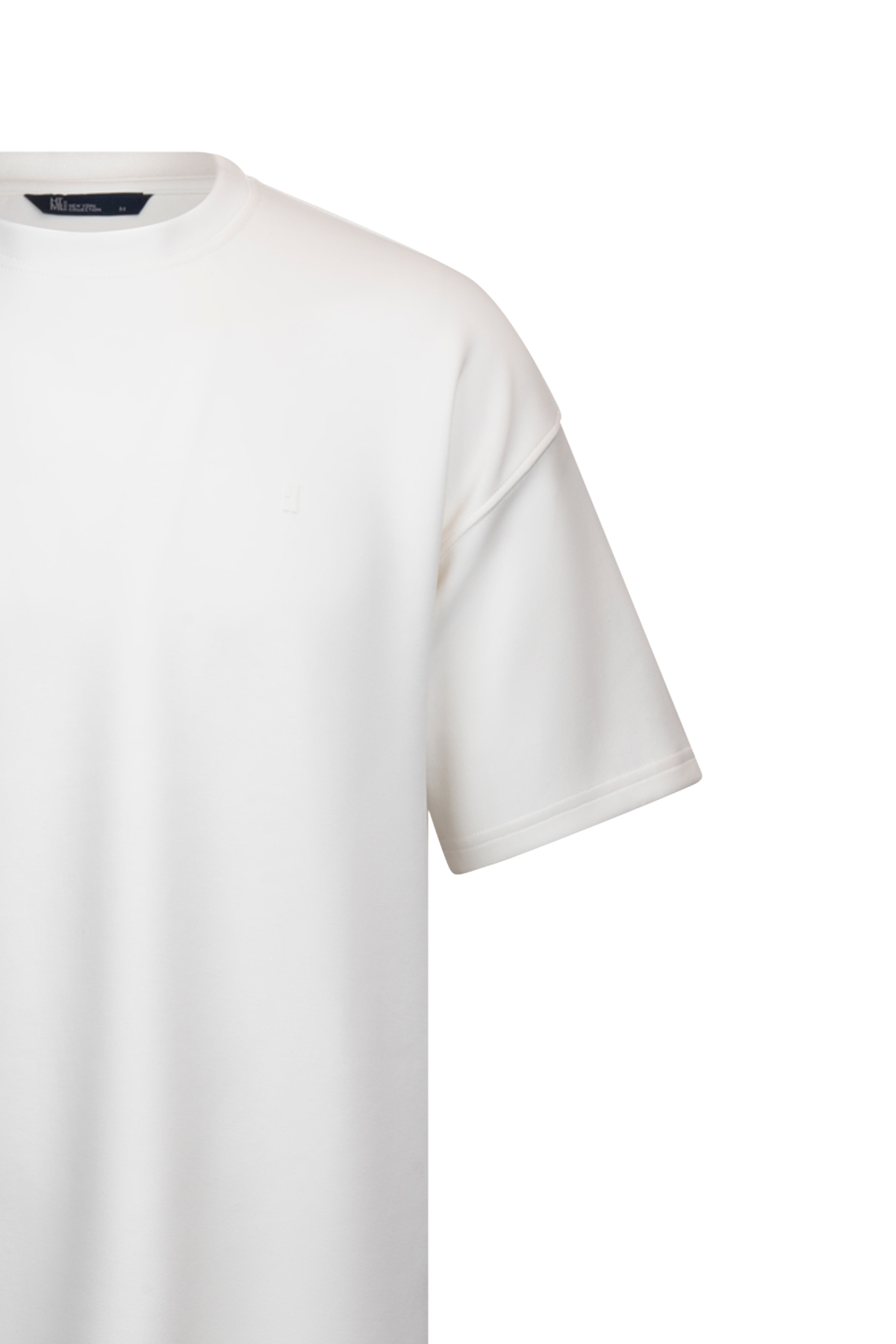 Beyaz Regular Fit Bisiklet Yaka Oversize Tişört - 3