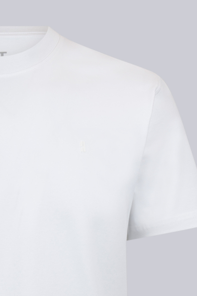 Beyaz Regular Fit Bisiklet Yaka Pamuklu Basic Tişört - 3