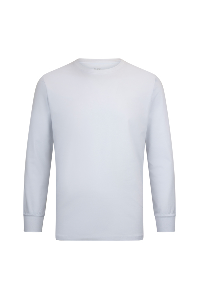 Beyaz Regular Fit Bisiklet Yaka Pamuklu Sweatshirt 