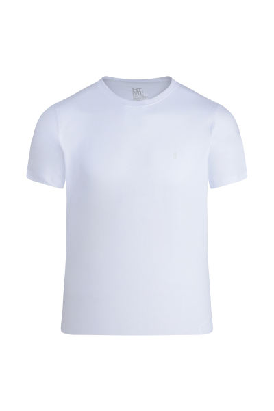 Beyaz Regular Fit Bisiklet Yaka Pamuklu Tişört - 1