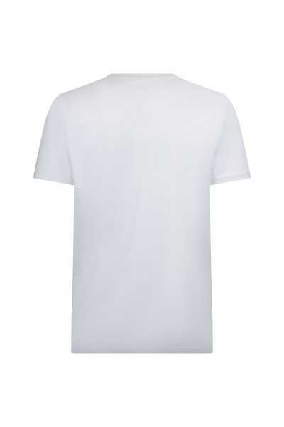 Beyaz Regular Fit Bisiklet Yaka Pamuklu Tişört - 2