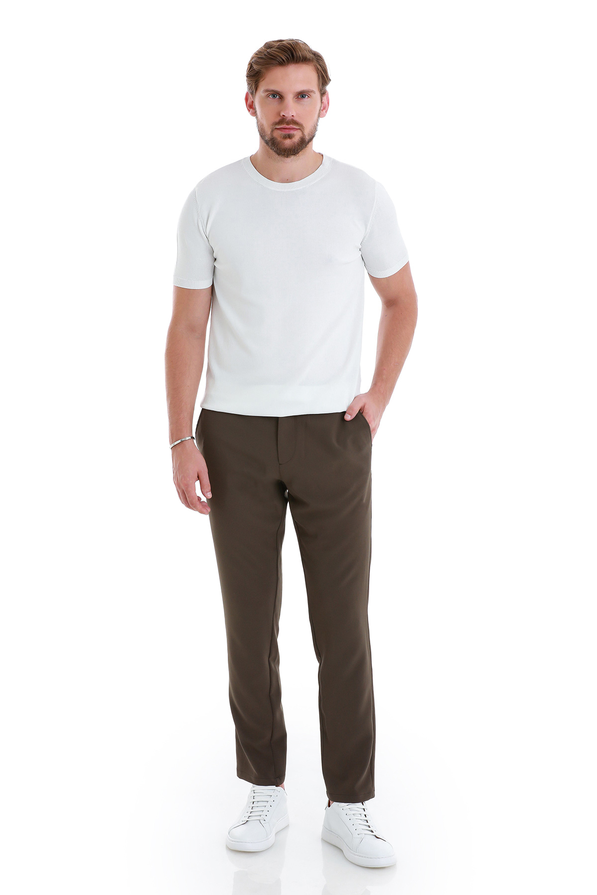 Beyaz Regular Fit Bisiklet Yaka Rayon Tişört - 2