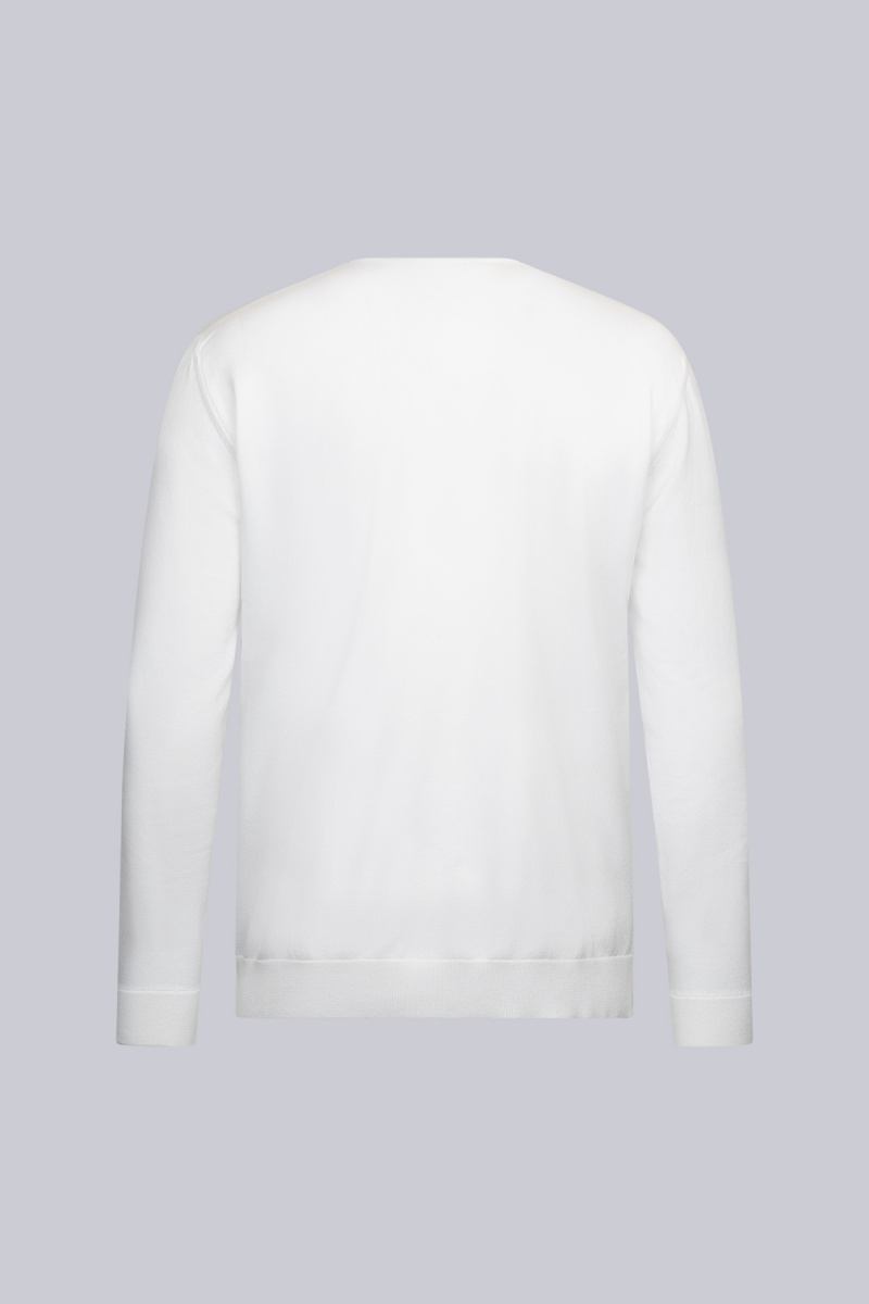 Beyaz Regular Fit Bisiklet Yaka Rayon Triko Kazak - Hatem Saykı (1)