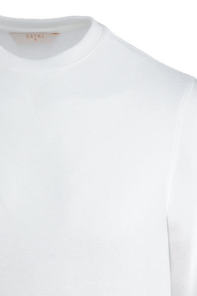 Beyaz Regular Fit Bisiklet Yaka Sweatshirt - 2