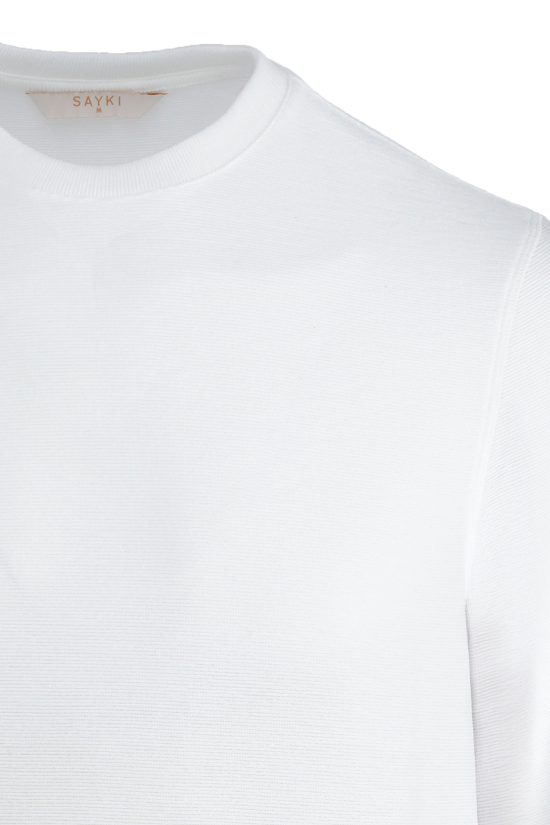 Beyaz Regular Fit Bisiklet Yaka Sweatshirt - Saykı (1)