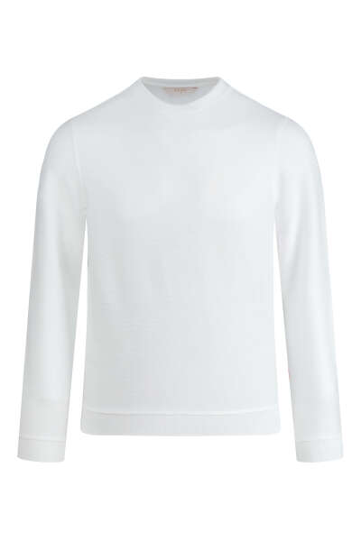 Beyaz Regular Fit Bisiklet Yaka Sweatshirt 