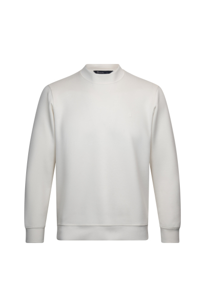 Beyaz Regular Fit Bisiklet Yaka Sweatshirt 