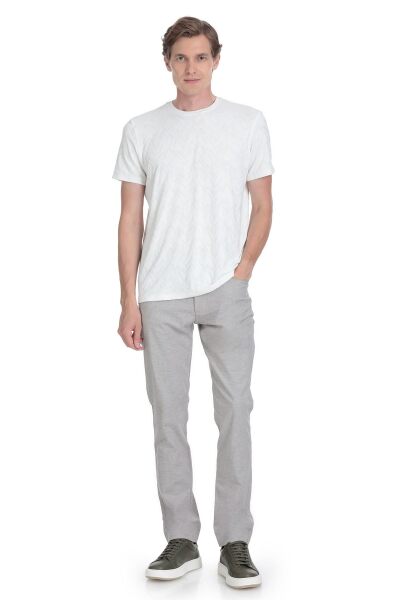 Beyaz Regular Fit Bisiklet Yaka Tişört - 2