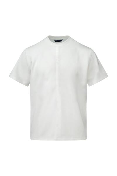 Beyaz Regular Fit Bisiklet Yaka Tişört - 1