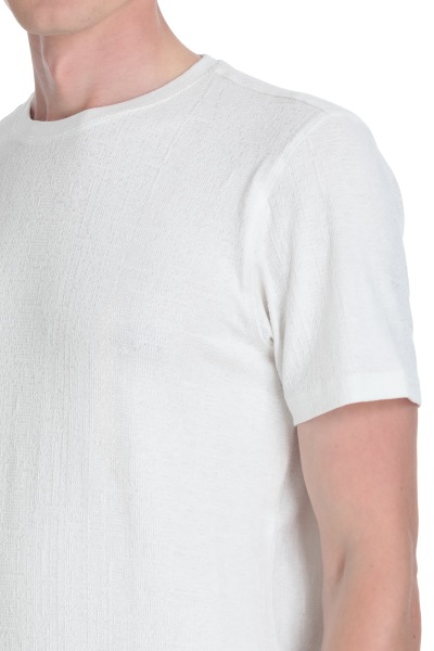 Beyaz Regular Fit Bisiklet Yaka Tişört - 4