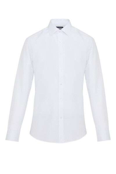 Beyaz Regular Fit Desenli Gömlek - 1