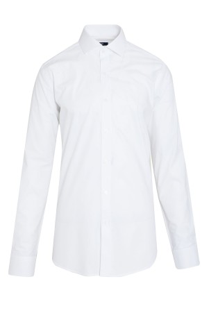 Beyaz Regular Fit Uzun Kol %100Pamuk Desenli Gömlek - Thumbnail