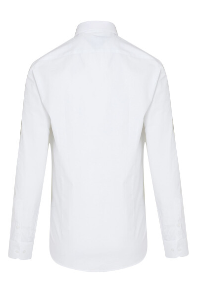 Beyaz Regular Fit Uzun Kol %100Pamuk Desenli Gömlek - 3