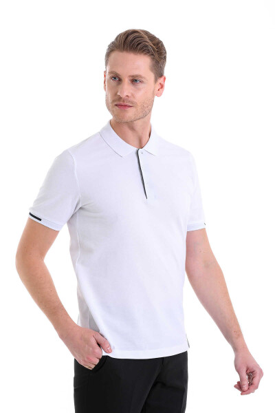 Beyaz Comfort Fit 100% Pamuk Polo Yaka Tişört - 2