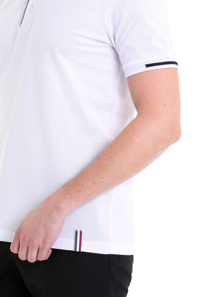 Beyaz Comfort Fit 100% Pamuk Polo Yaka Tişört - 5