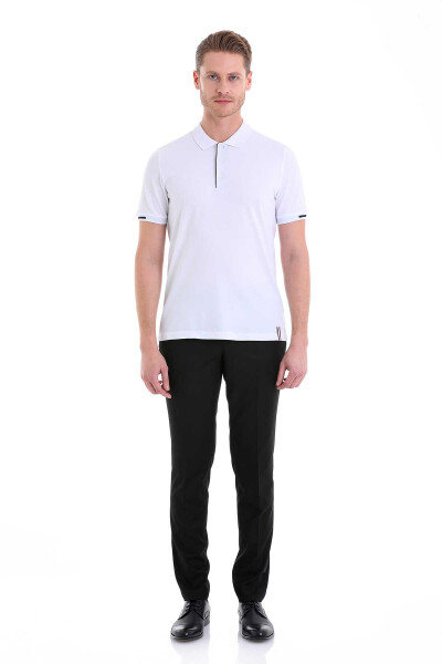 Beyaz Comfort Fit 100% Pamuk Polo Yaka Tişört - 6