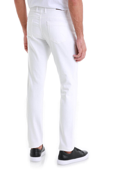 Beyaz Regular Fit 5 Cep Pamuklu Kot Pantolon - 5