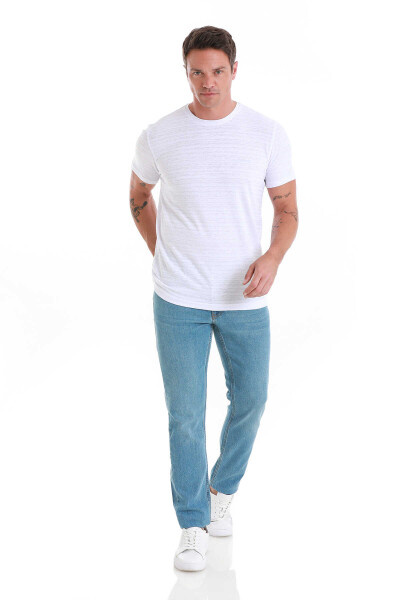 Beyaz Regular Fit Bisiklet Yaka Tişört - 2