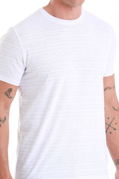 Beyaz Regular Fit Bisiklet Yaka Tişört - 6