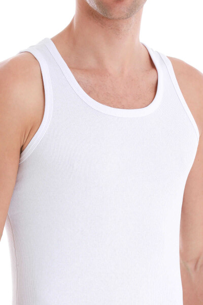 Beyaz Regular Fit Pamuklu Örme Atlet - 5