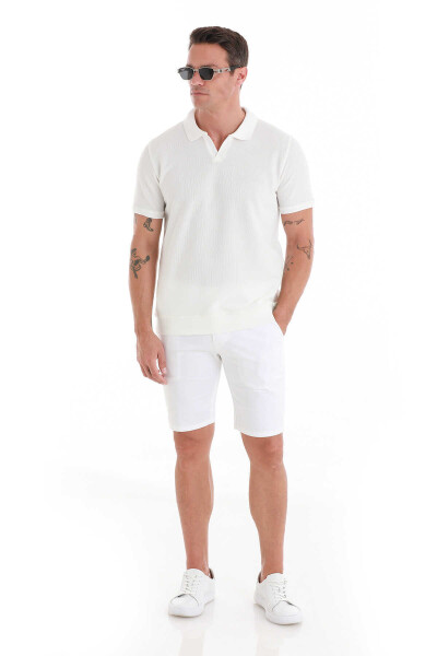 Beyaz Regular Fit Polo Yaka Pamuklu Tişört - 2