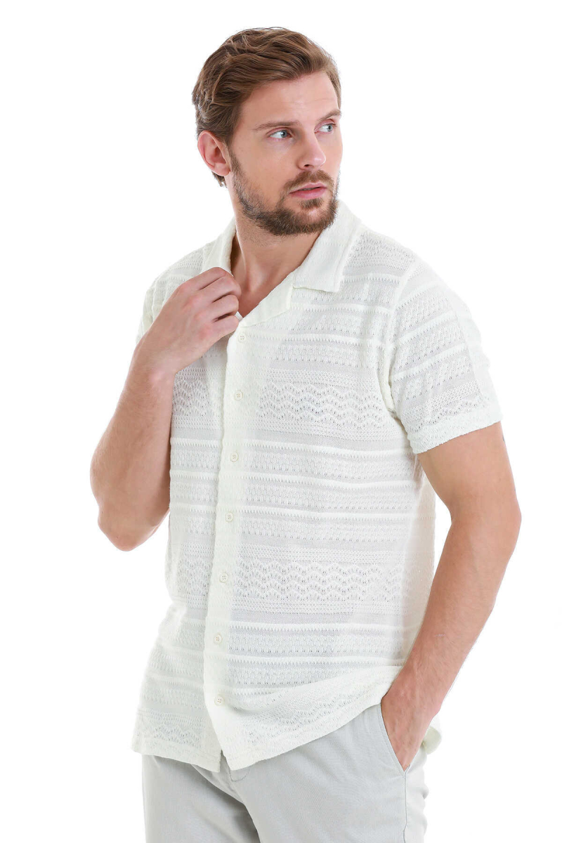 Beyaz Regular Fit Polo Yaka Tişört - Hatem Saykı (1)