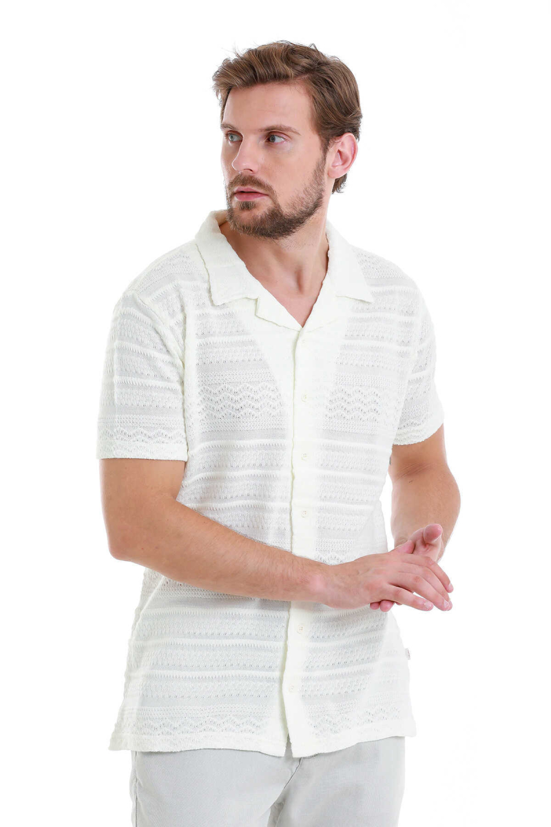 Beyaz Regular Fit Polo Yaka Tişört - Hatem Saykı (1)