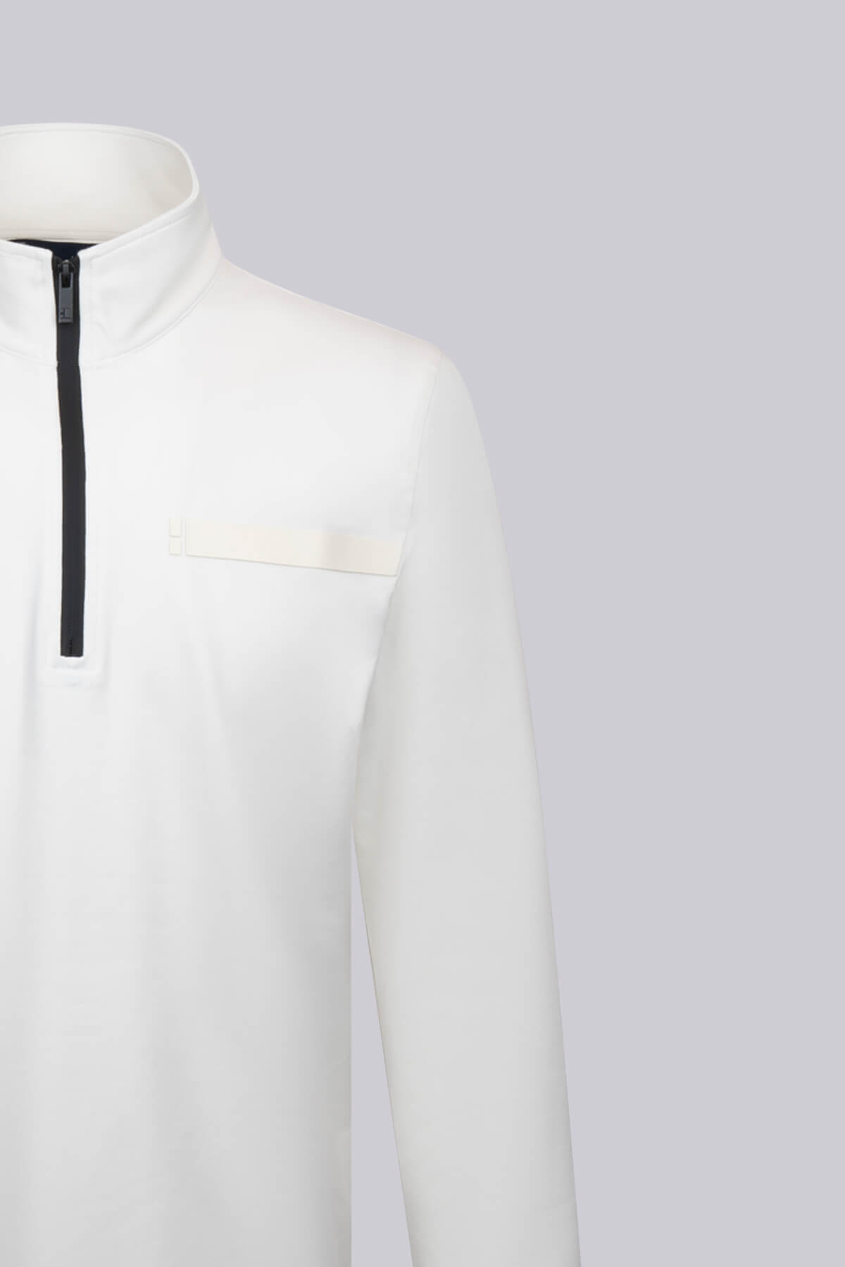 Beyaz Regular Fit Fermuarlı Yarım Balıkçı Yaka Pamuklu Sweatshirt - 3