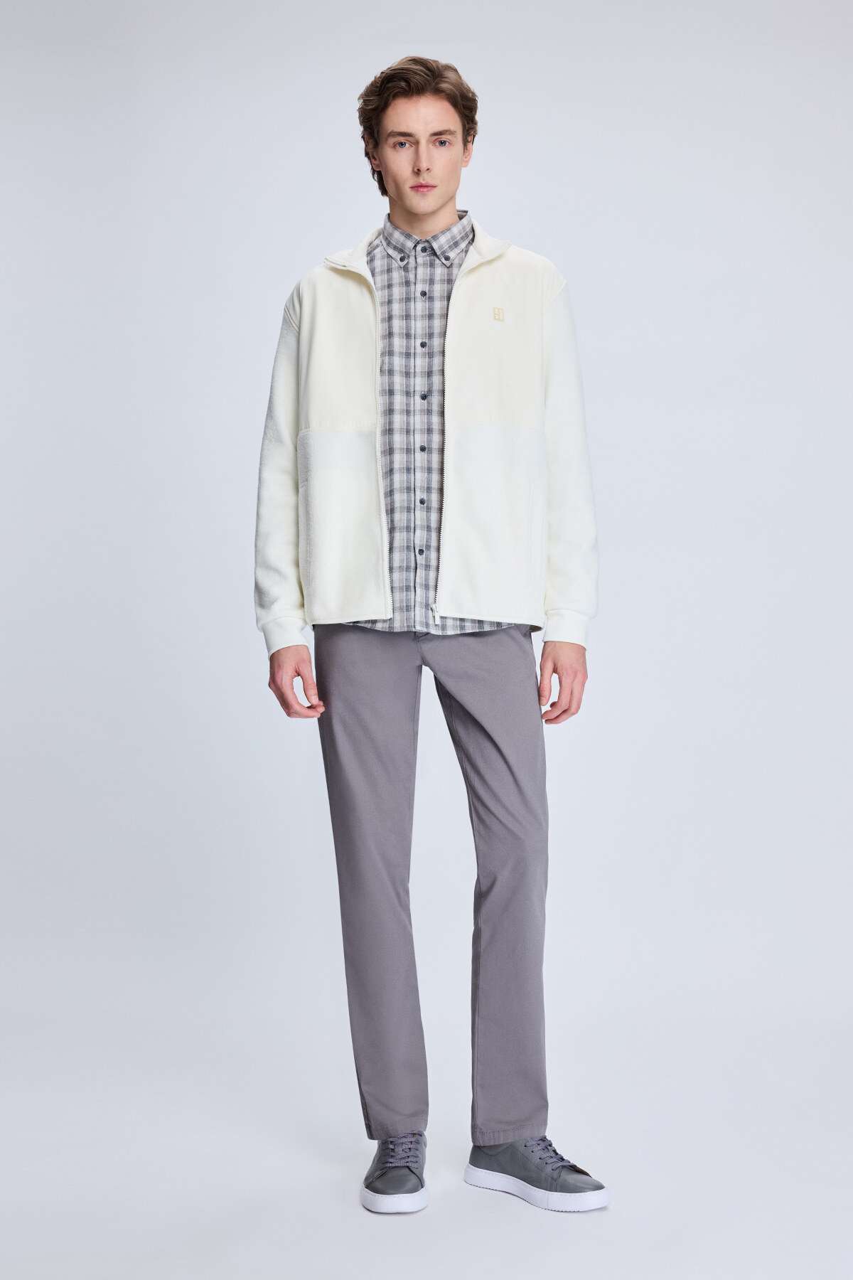 Beyaz Regular Fit Hakim Yaka Baharlık Mont - 2