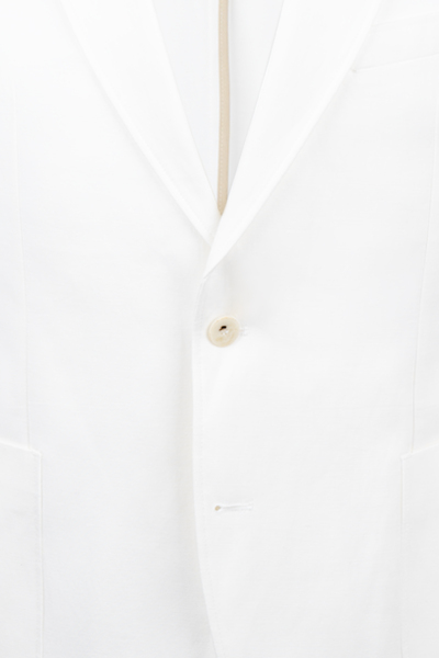 Beyaz Regular Fit Mono Yaka Casual Keten Ceket - 3
